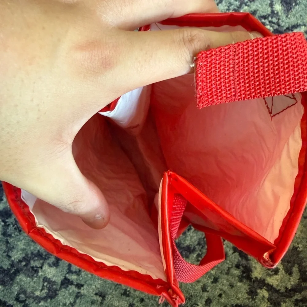 Vintage 1990’s Red Nylon Sport American Flag Graphic Hand Held Insulated Bag